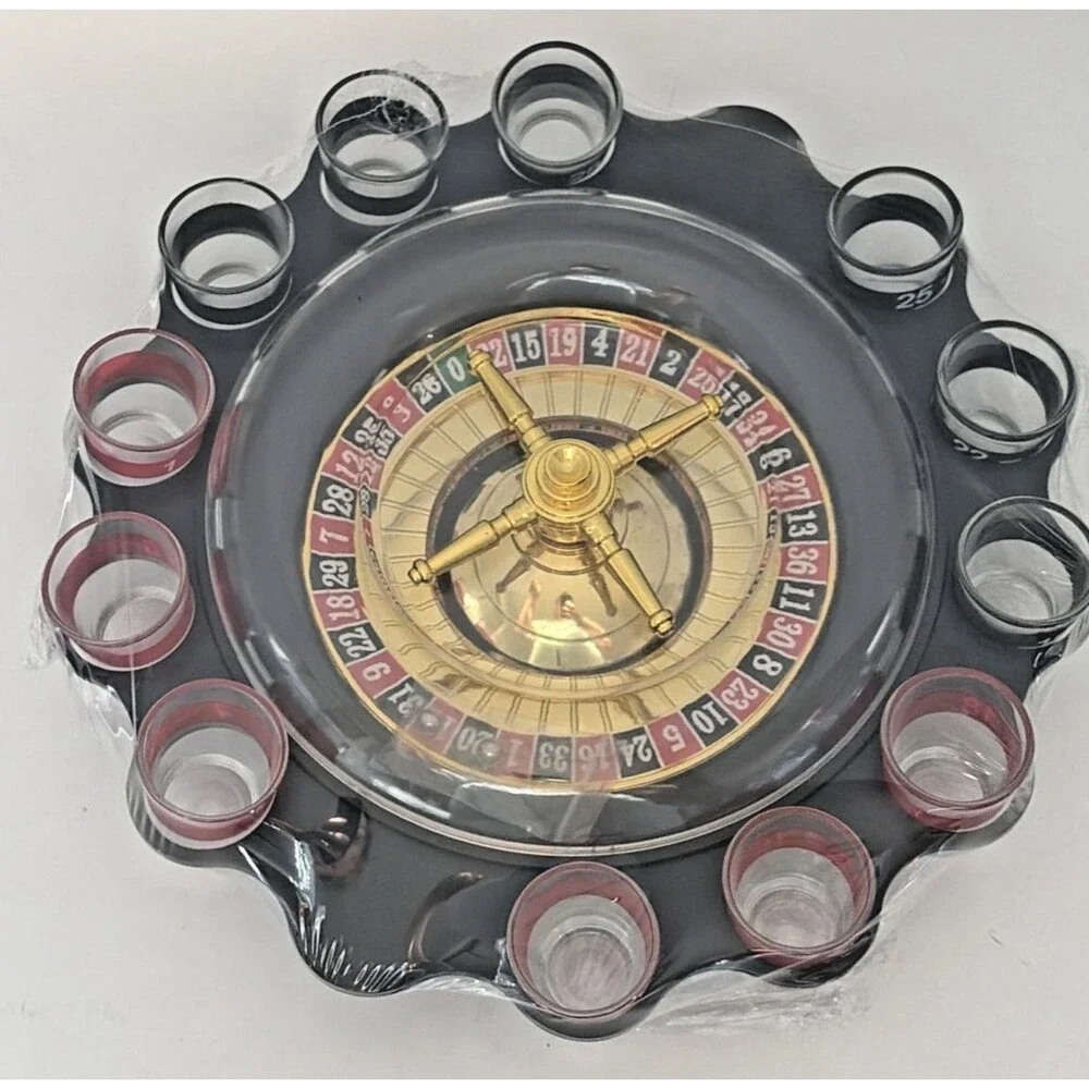 Funville Party Roulette Drinking Game Set New Sealed Shot Glasses Wheel